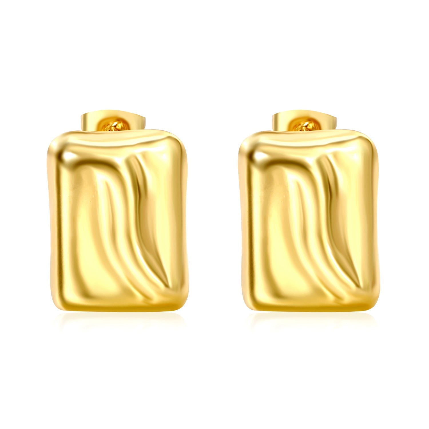13*17.5mm concave rectangle stud earrings gold color asonjewelry