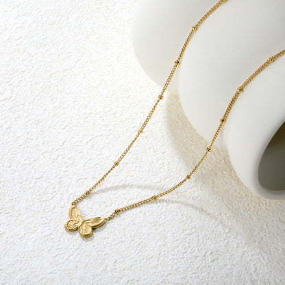 Butterfly design cast-craft necklace with beads, gold asonjewelry