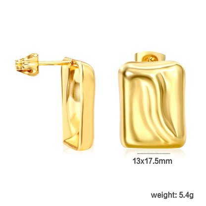 13*17.5mm concave rectangle stud earrings gold color asonjewelry
