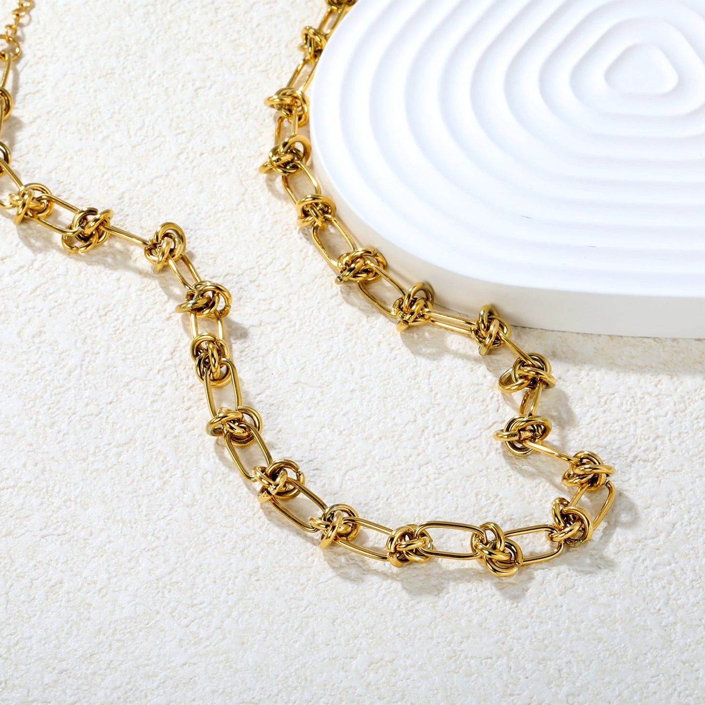 Wholesale 18K Gold-Plated Floral Declaration Chain Necklace Hypoallergenic Steel/Gold asonjewelry