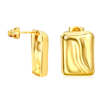 13*17.5mm concave rectangle stud earrings gold color asonjewelry