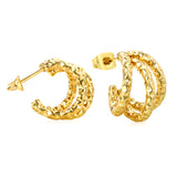 13*16.6mm three lines C-shaped earrings gold color