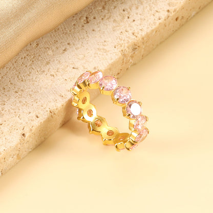 New white stone ring female light luxury sense of high class with elegant temperament metal wind asonjewelry