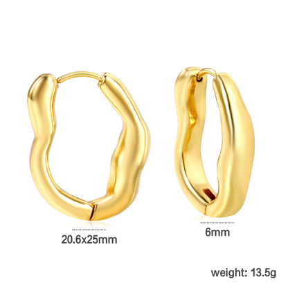 6.0*20.6*25mm irregular solid 0 shape earrings gold color asonjewelry