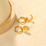Sun & Moon Asymmetrical Earrings, Gold