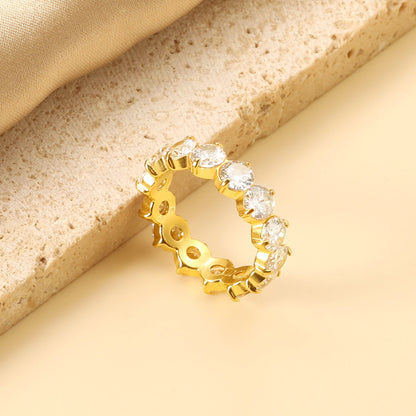 New white stone ring female light luxury sense of high class with elegant temperament metal wind asonjewelry