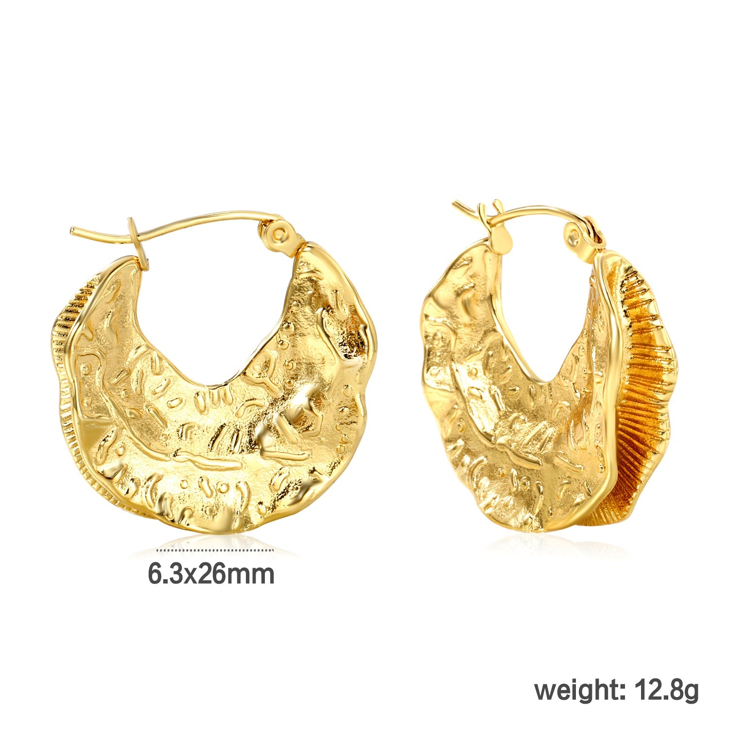 6.3*26mm cast maple leaf earrings gold color asonjewelry