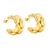 12.5*22.2mm C-shaped stud earrings gold color