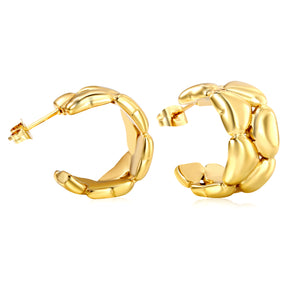 12.5*22.2mm C-shaped stud earrings gold color