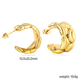 12.5*22.2mm C-shaped stud earrings gold color