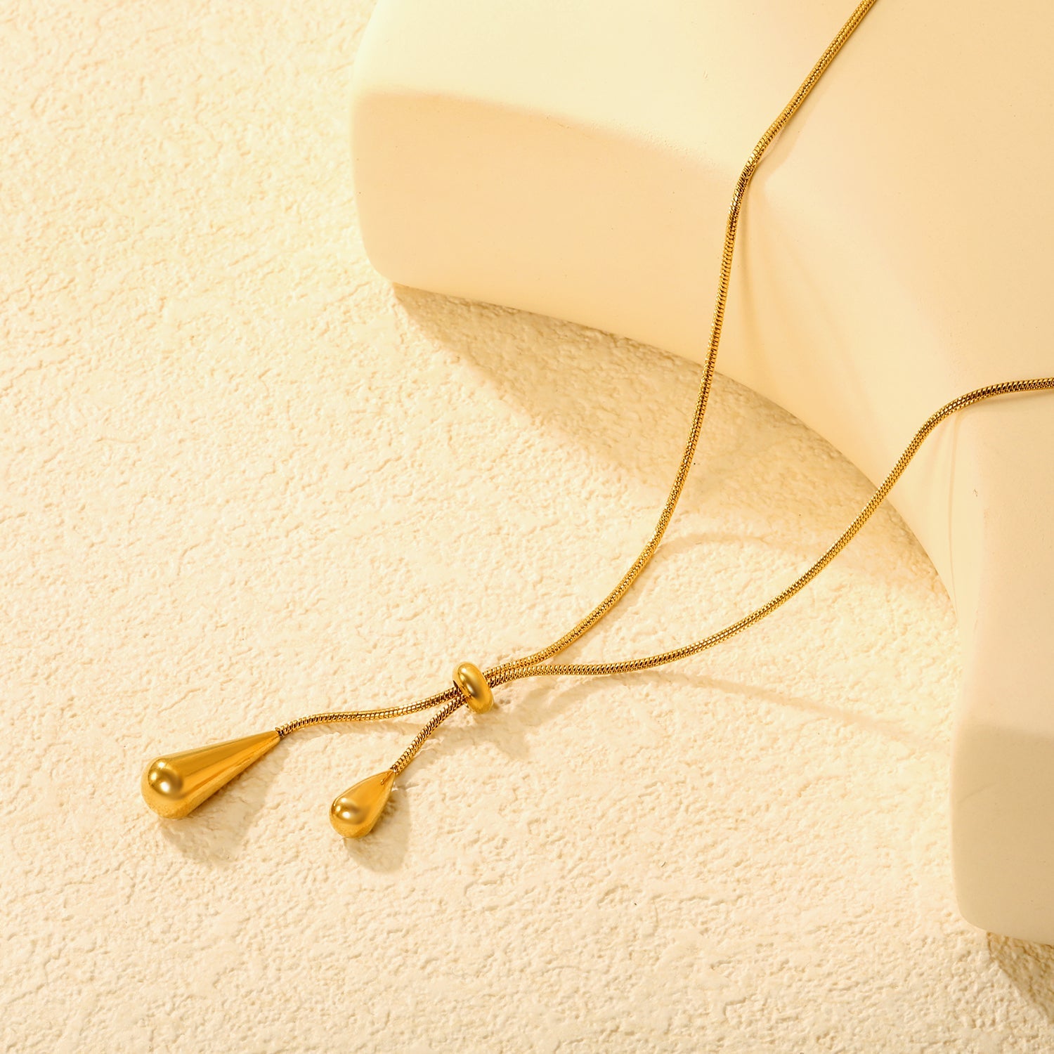 Large & Small Teardrop Minimalist Necklace, Gold asonjewelry