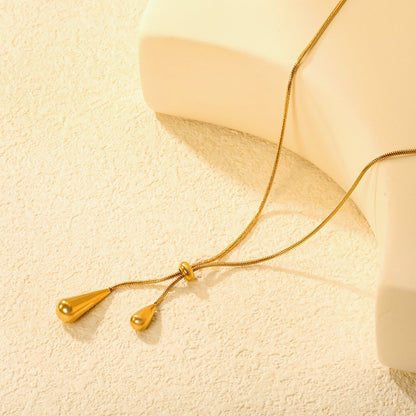 Large & Small Teardrop Minimalist Necklace, Gold asonjewelry