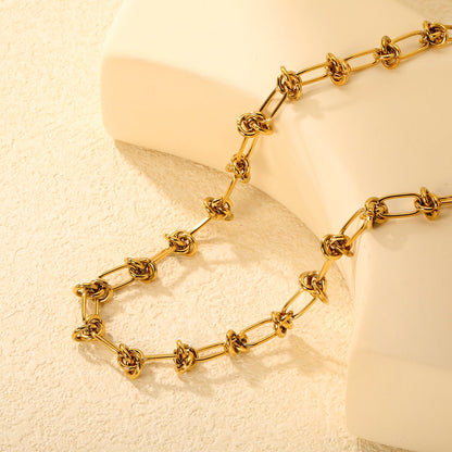 Wholesale 18K Gold-Plated Floral Declaration Chain Necklace Hypoallergenic Steel/Gold asonjewelry