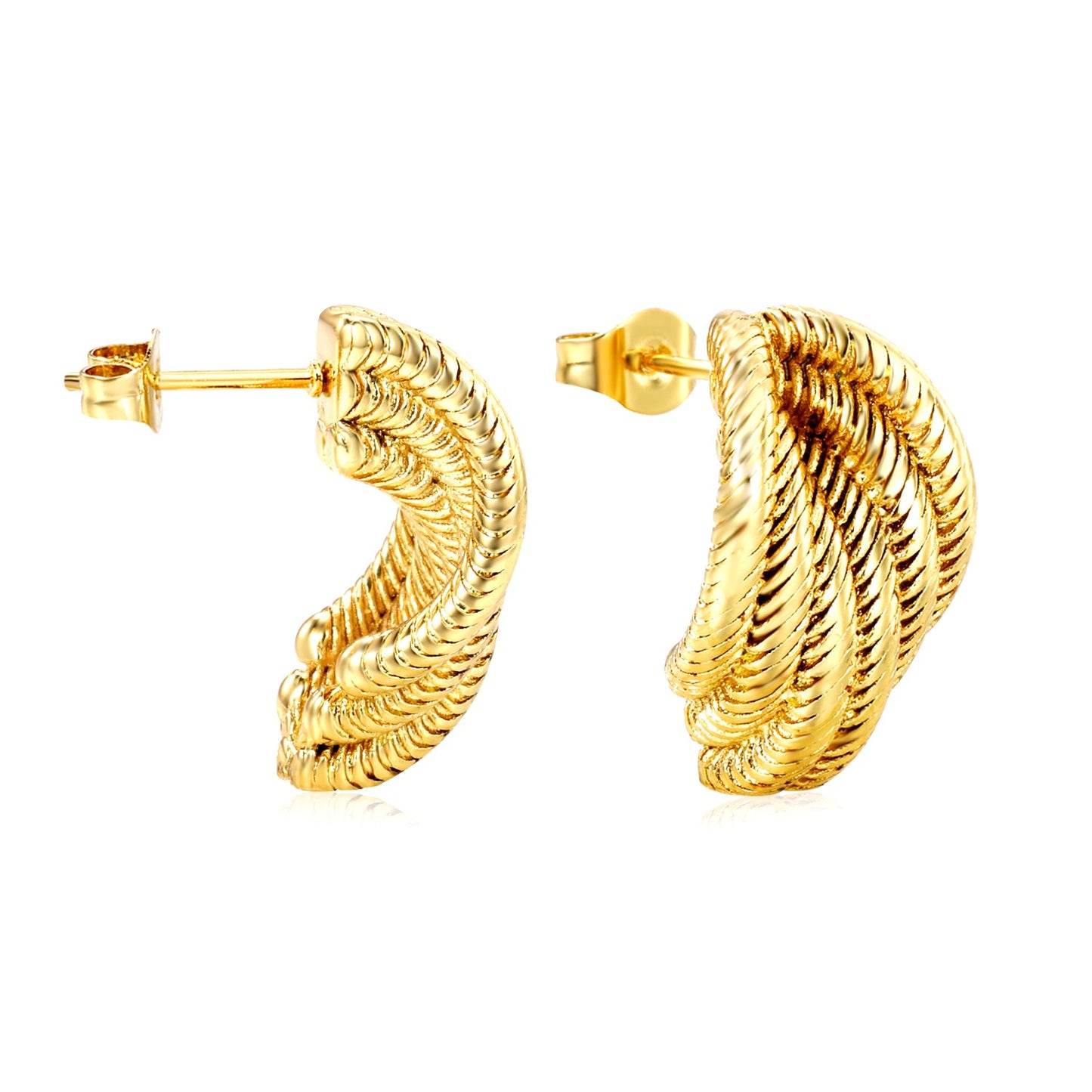 13.5*21mm 6 lines twisted earrings gold color asonjewelry