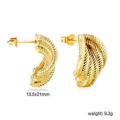 13.5*21mm 6 lines twisted earrings gold color asonjewelry