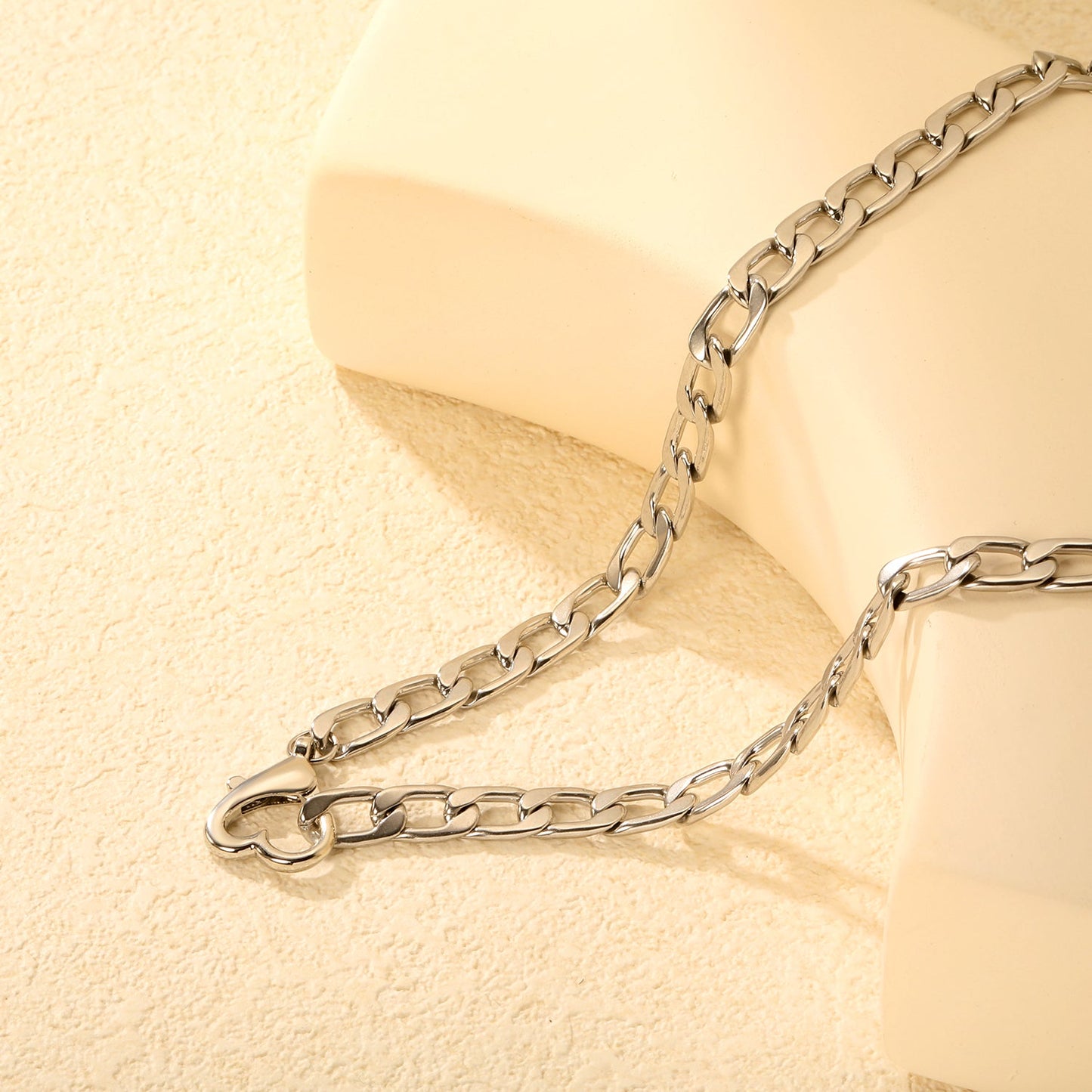 Wholesale 18K Gold-Plated Heart Cuban Chain Necklace Hypoallergenic Steel/Gold asonjewelry