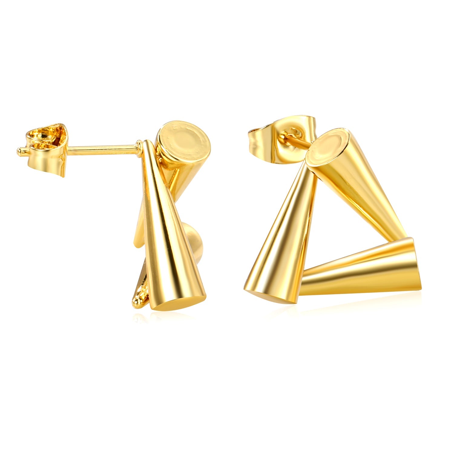 16.8*15.5mm ball and stick triangle earrings gold color asonjewelry