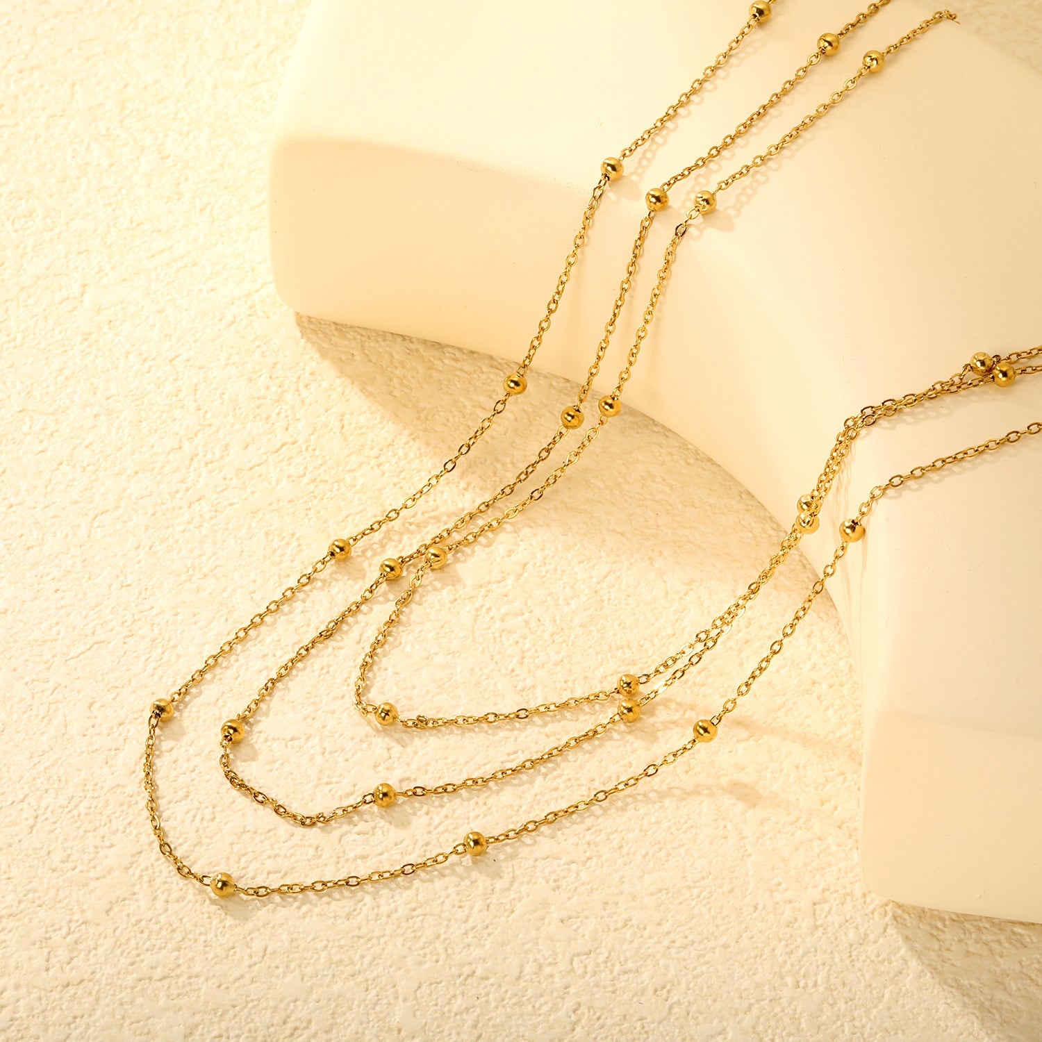 Triple-Style Necklace with Bead Details, Gold asonjewelry