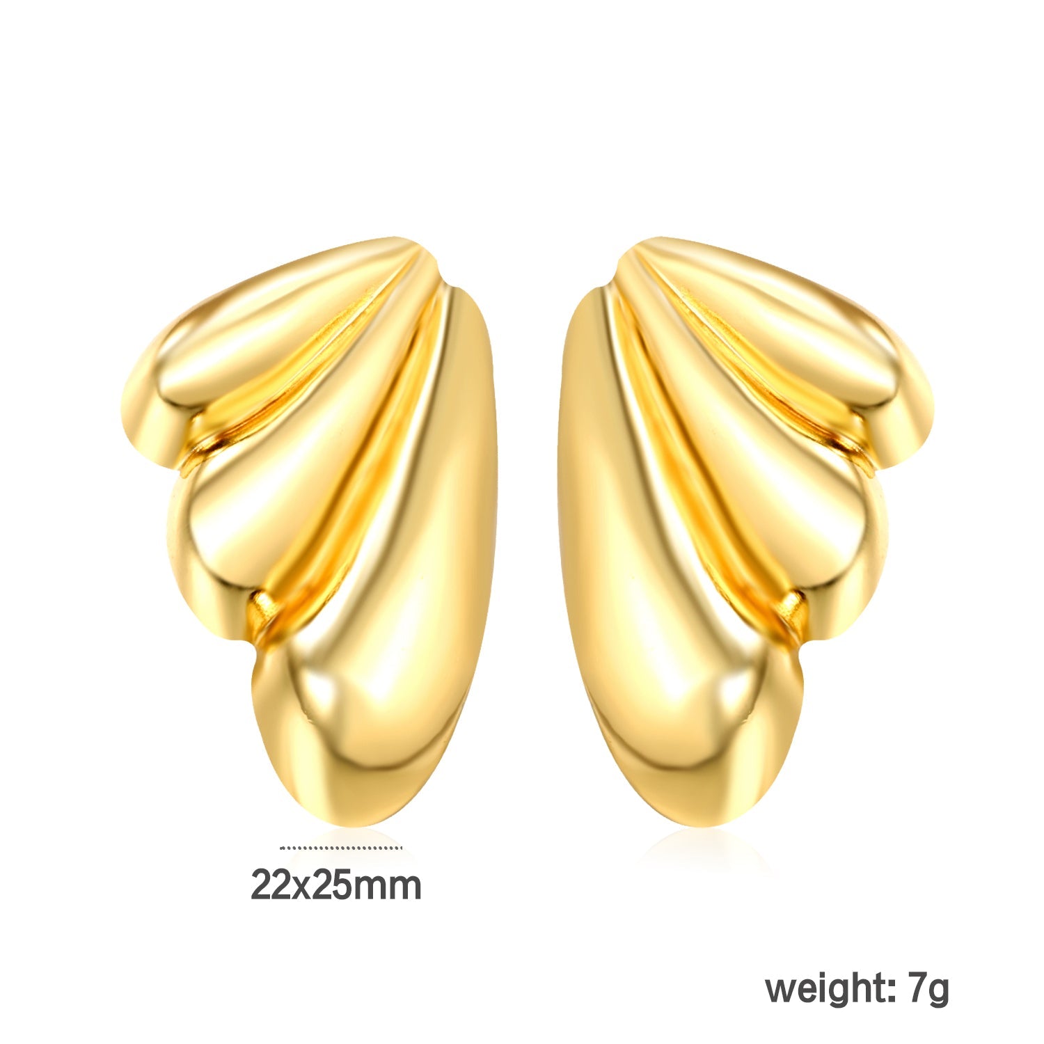 22*25mm winged stud earrings gold color asonjewelry