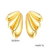 22*25mm winged stud earrings gold color