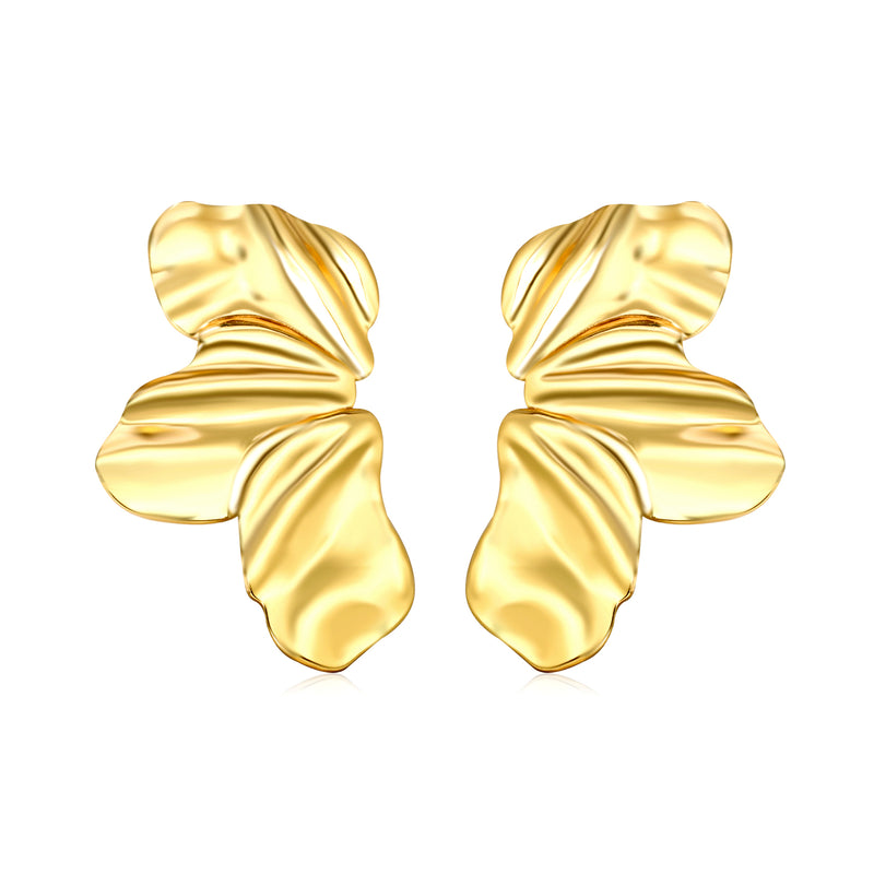 24*45mm Tri-blade (left and right) stud earrings Gold color