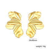 24*45mm Tri-blade (left and right) stud earrings Gold color