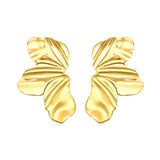 24*45mm Tri-blade (left and right) stud earrings Gold color