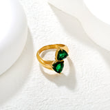 Wholesale 18K Gold Plated Double Gemstone Cocktail Ring Hypoallergenic