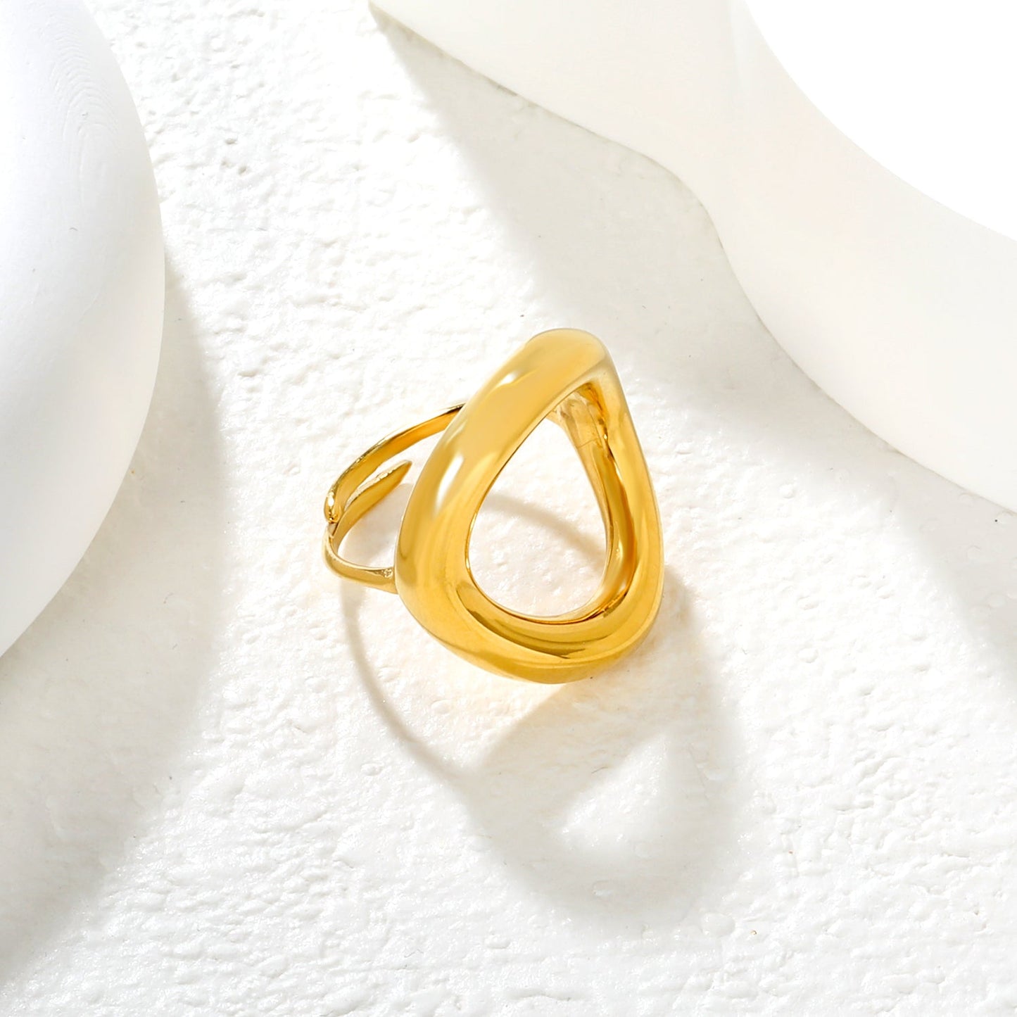 Wholesale 18K Gold Plated Sculpted Statement Ring Hypoallergenic asonjewelry