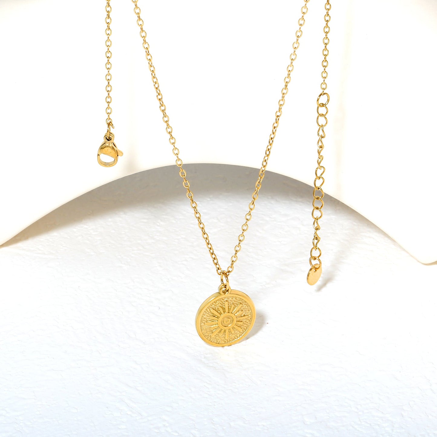 Sun-Shaped Casting Technique Necklace, Gold asonjewelry