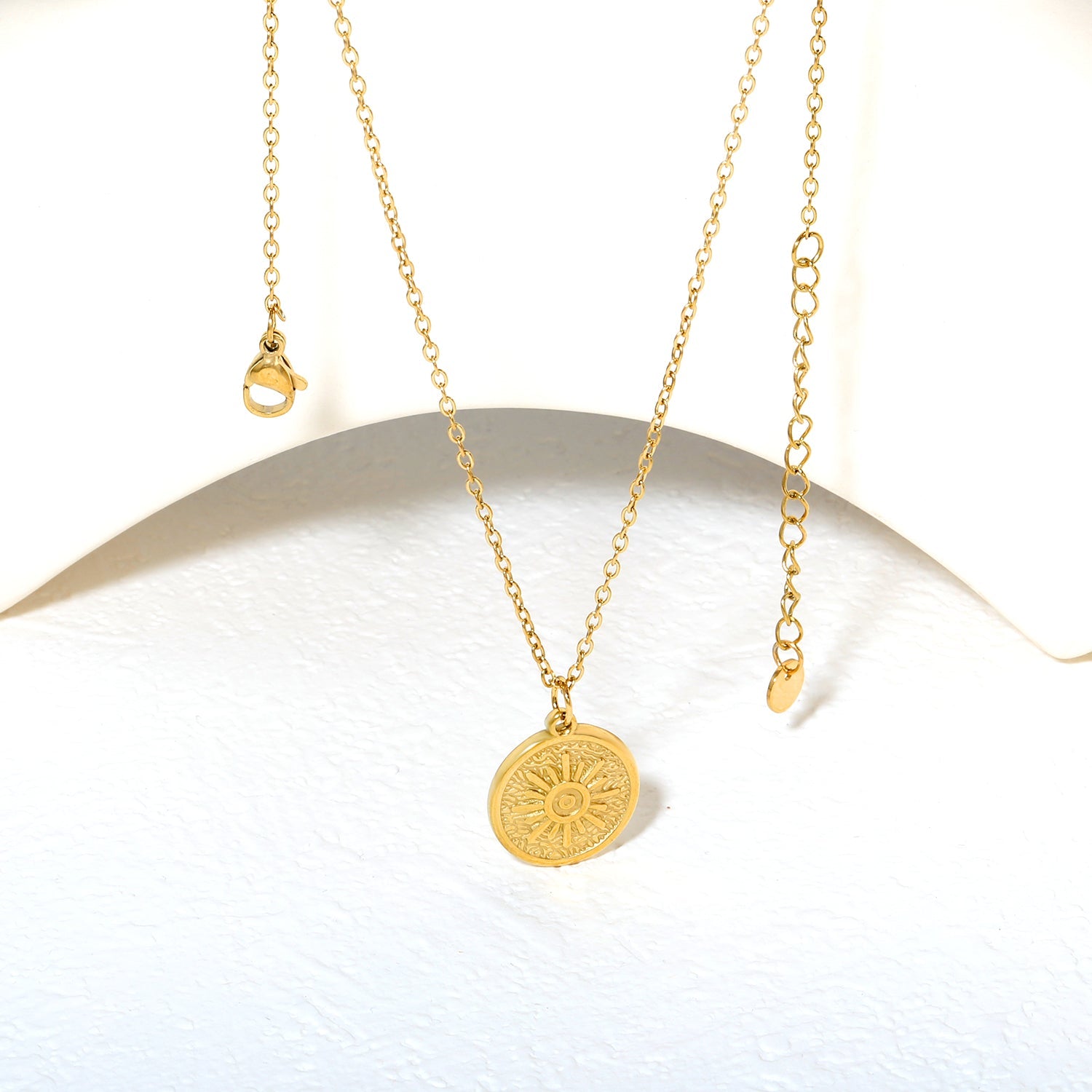Sun-Shaped Casting Technique Necklace, Gold asonjewelry