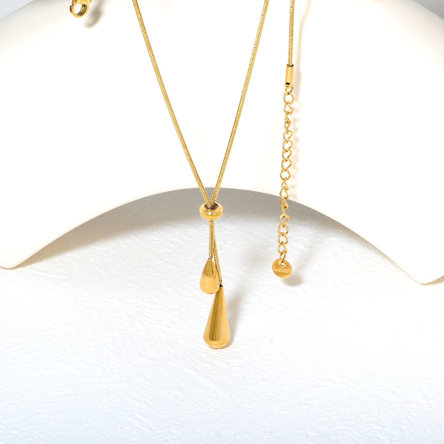 Large & Small Teardrop Minimalist Necklace, Gold asonjewelry
