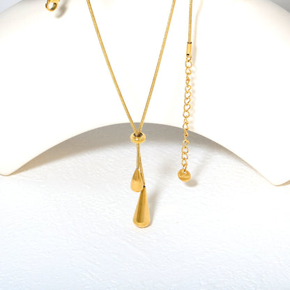 Large & Small Teardrop Minimalist Necklace, Gold asonjewelry