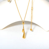 Large & Small Teardrop Minimalist Necklace, Gold