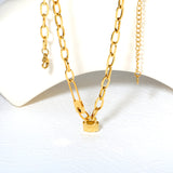 Chunky chain lock pendant necklace, gold
