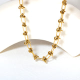 Wholesale 18K Gold-Plated Floral Declaration Chain Necklace Hypoallergenic Steel/Gold