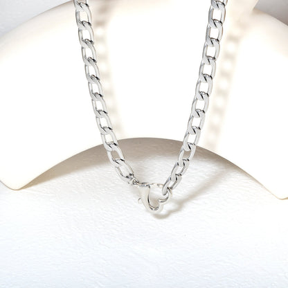 Wholesale 18K Gold-Plated Heart Cuban Chain Necklace Hypoallergenic Steel/Gold asonjewelry