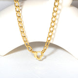 Wholesale 18K Gold-Plated Heart Cuban Chain Necklace Hypoallergenic Steel/Gold