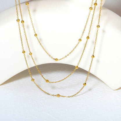 Triple-Style Necklace with Bead Details, Gold asonjewelry
