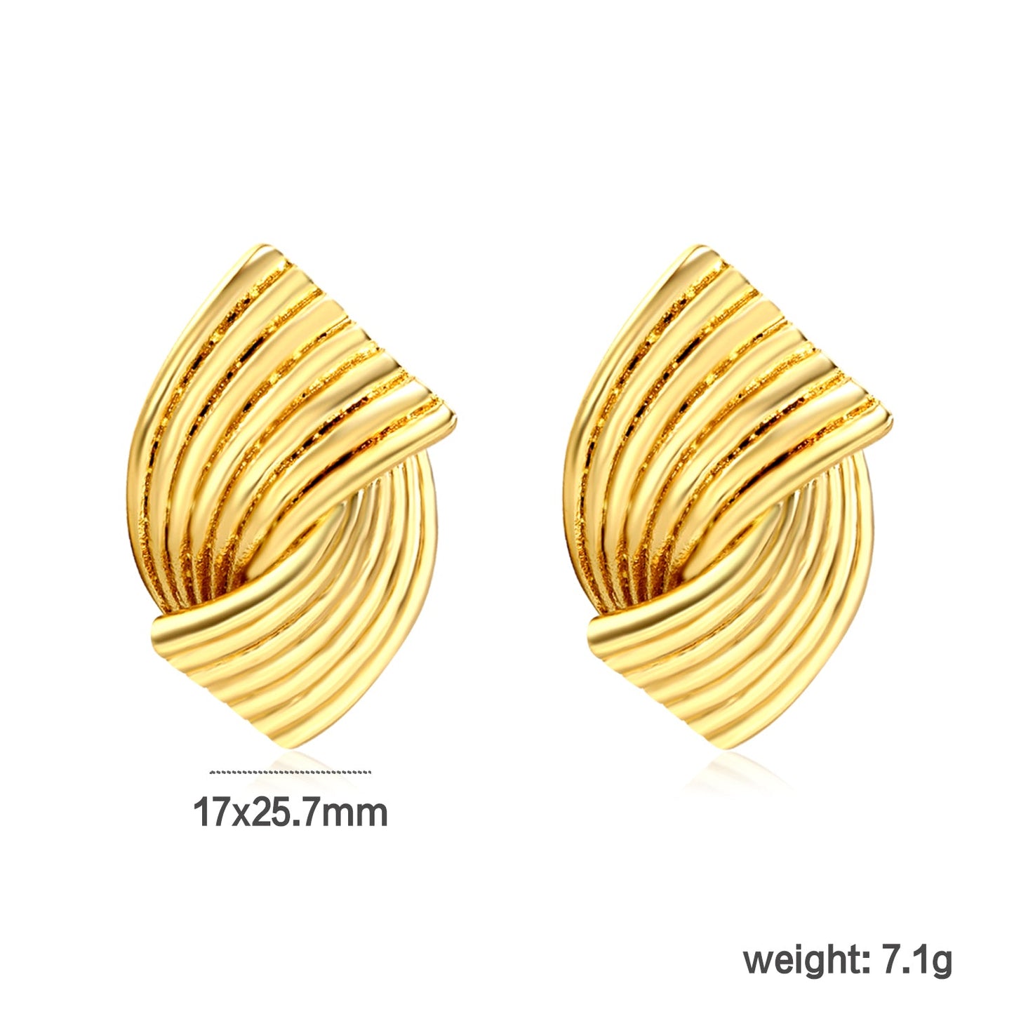 17*25.7mm Double Piece Curved Earrings Gold color asonjewelry