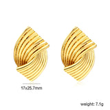 17*25.7mm Double Piece Curved Earrings Gold color