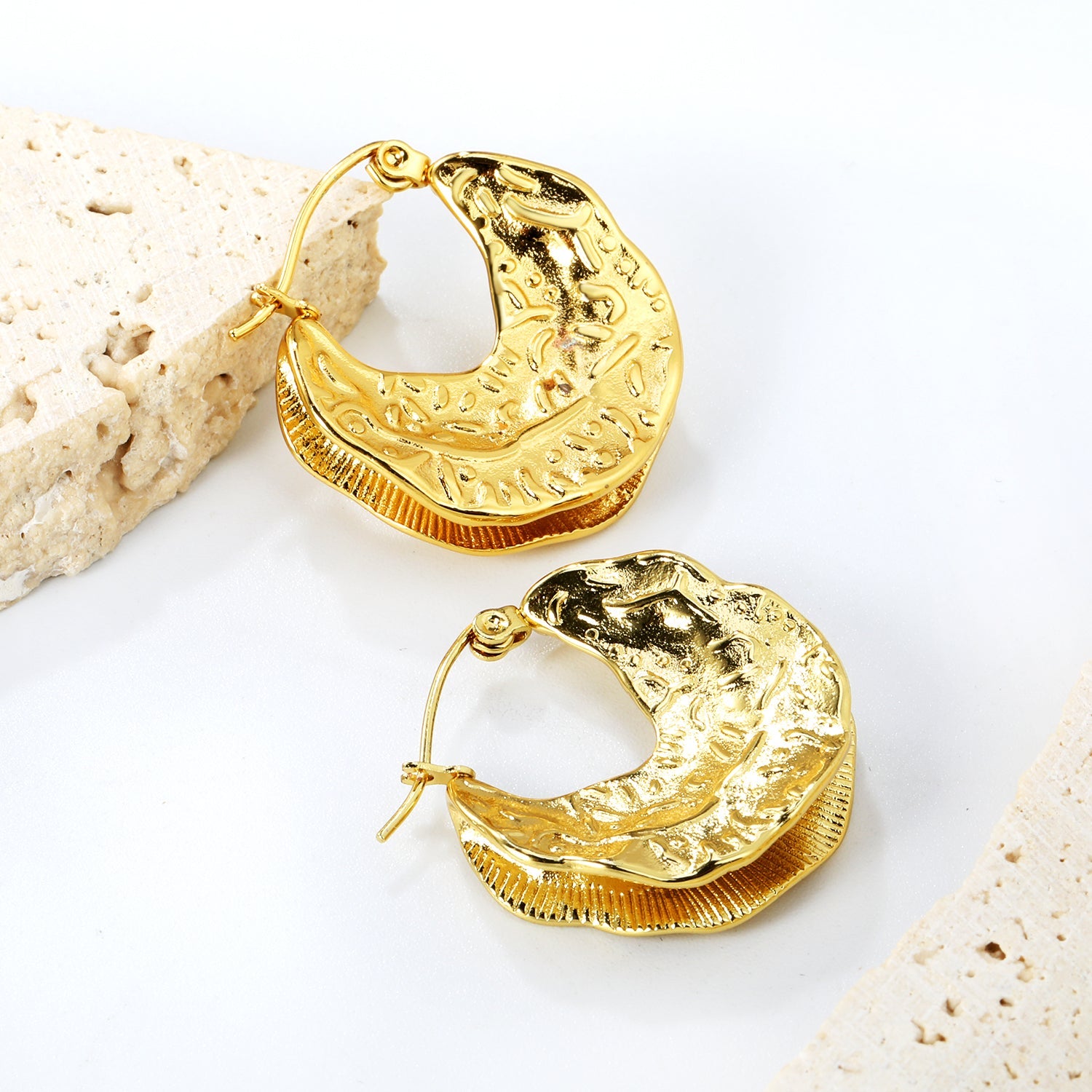 6.3*26mm cast maple leaf earrings gold color asonjewelry