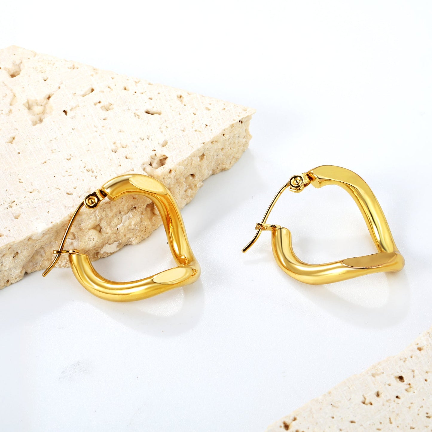 3.5*22mm Twisted Wire Double Sided Angled Earrings Gold color asonjewelry