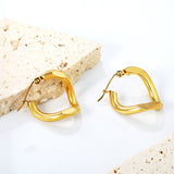 3.5*22mm Twisted Wire Double Sided Angled Earrings Gold color