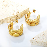 12.5*22.2mm C-shaped stud earrings gold color