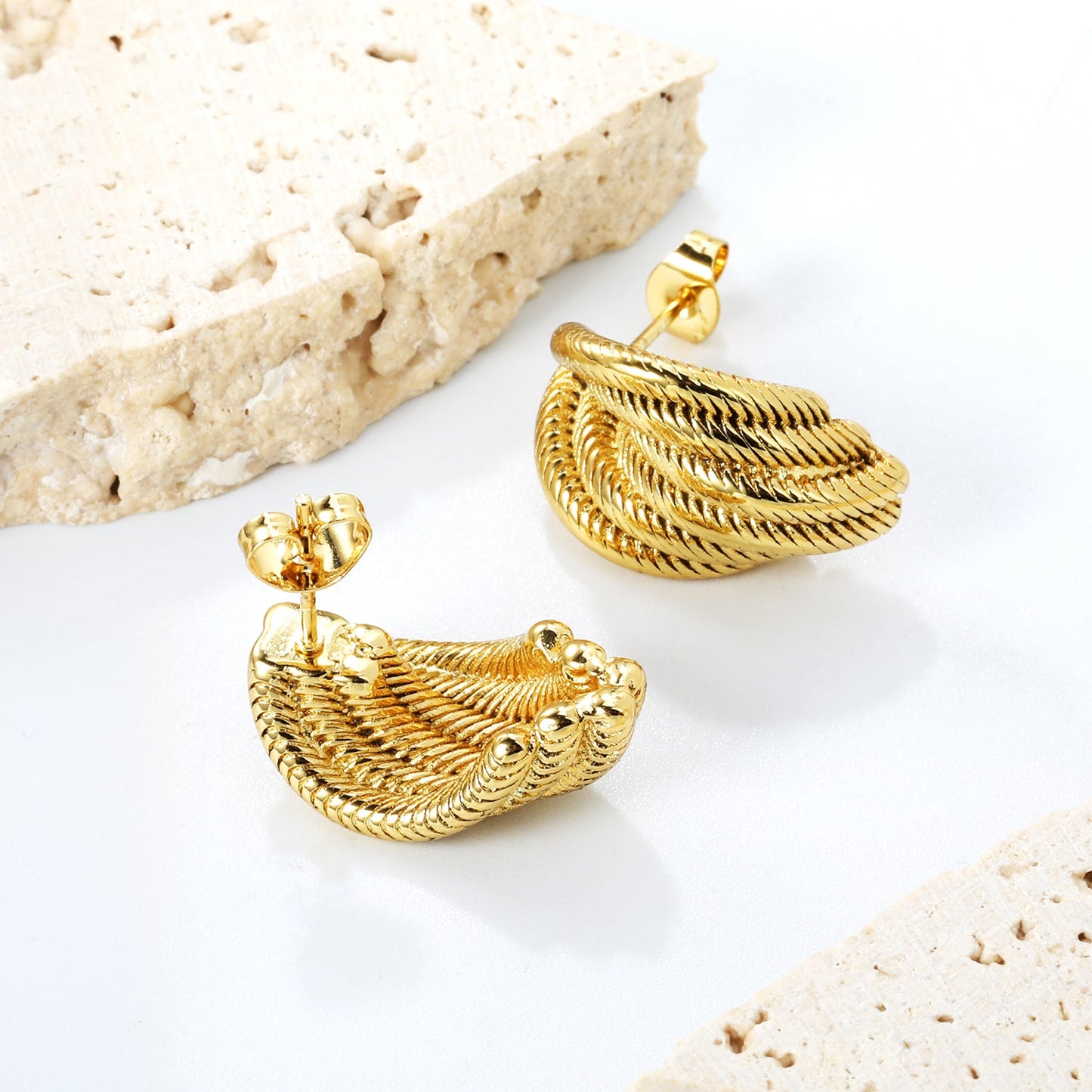 13.5*21mm 6 lines twisted earrings gold color asonjewelry