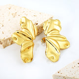 24*45mm Tri-blade (left and right) stud earrings Gold color