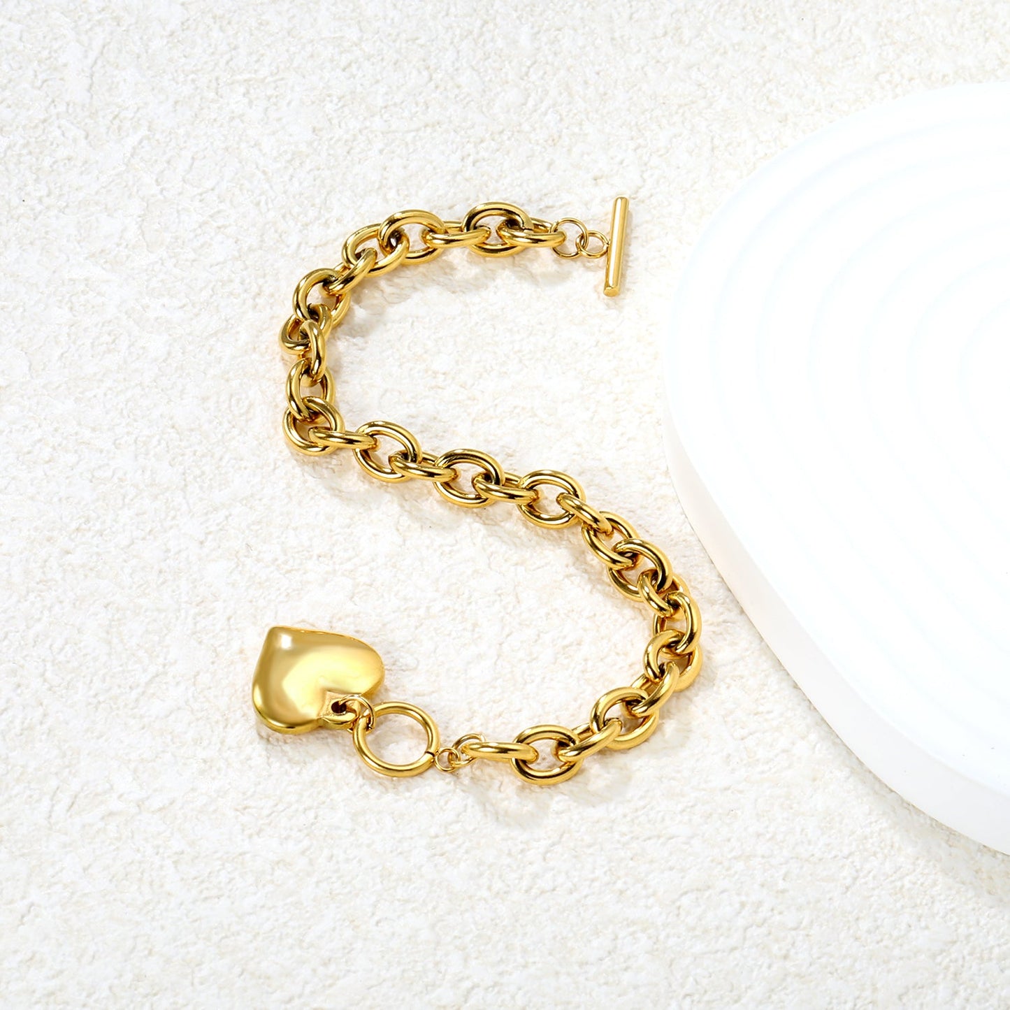 Heart Oversized Chain Bracelet Gold asonjewelry