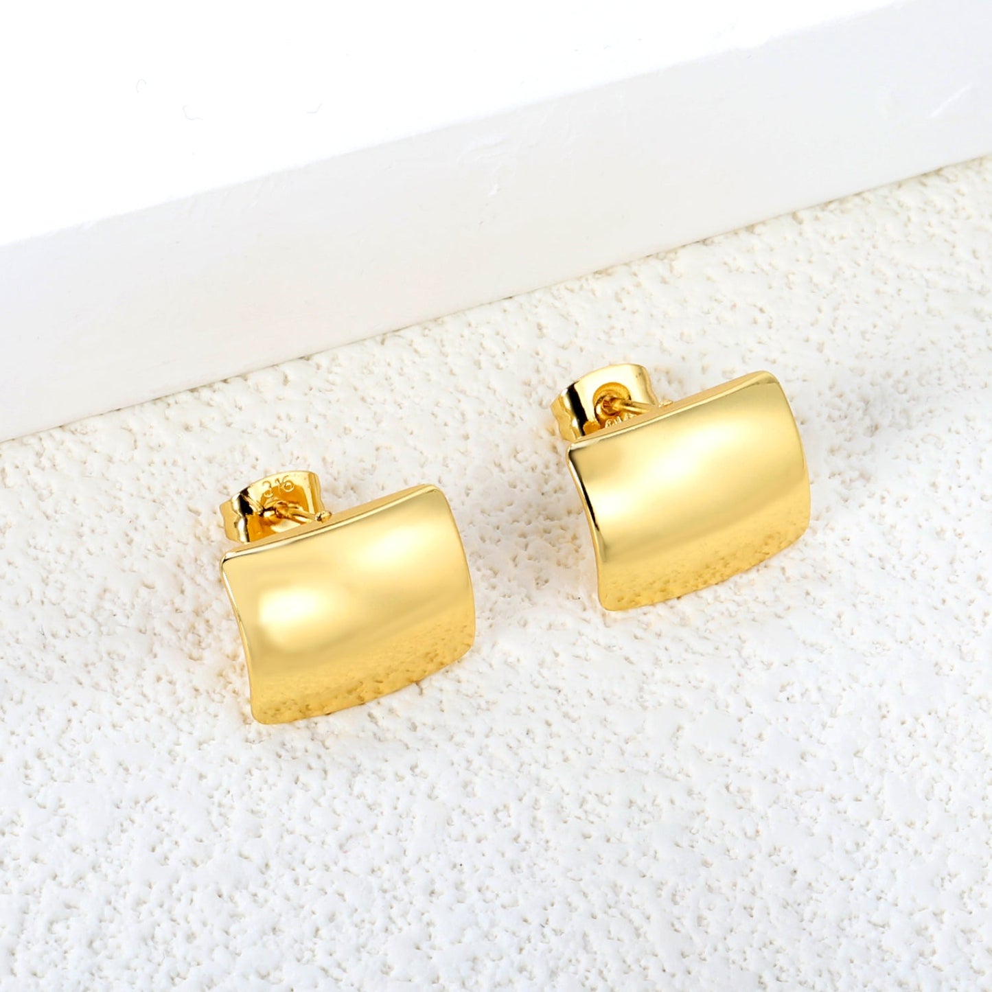 11.5*15mm curved rectangle stud earrings gold color asonjewelry