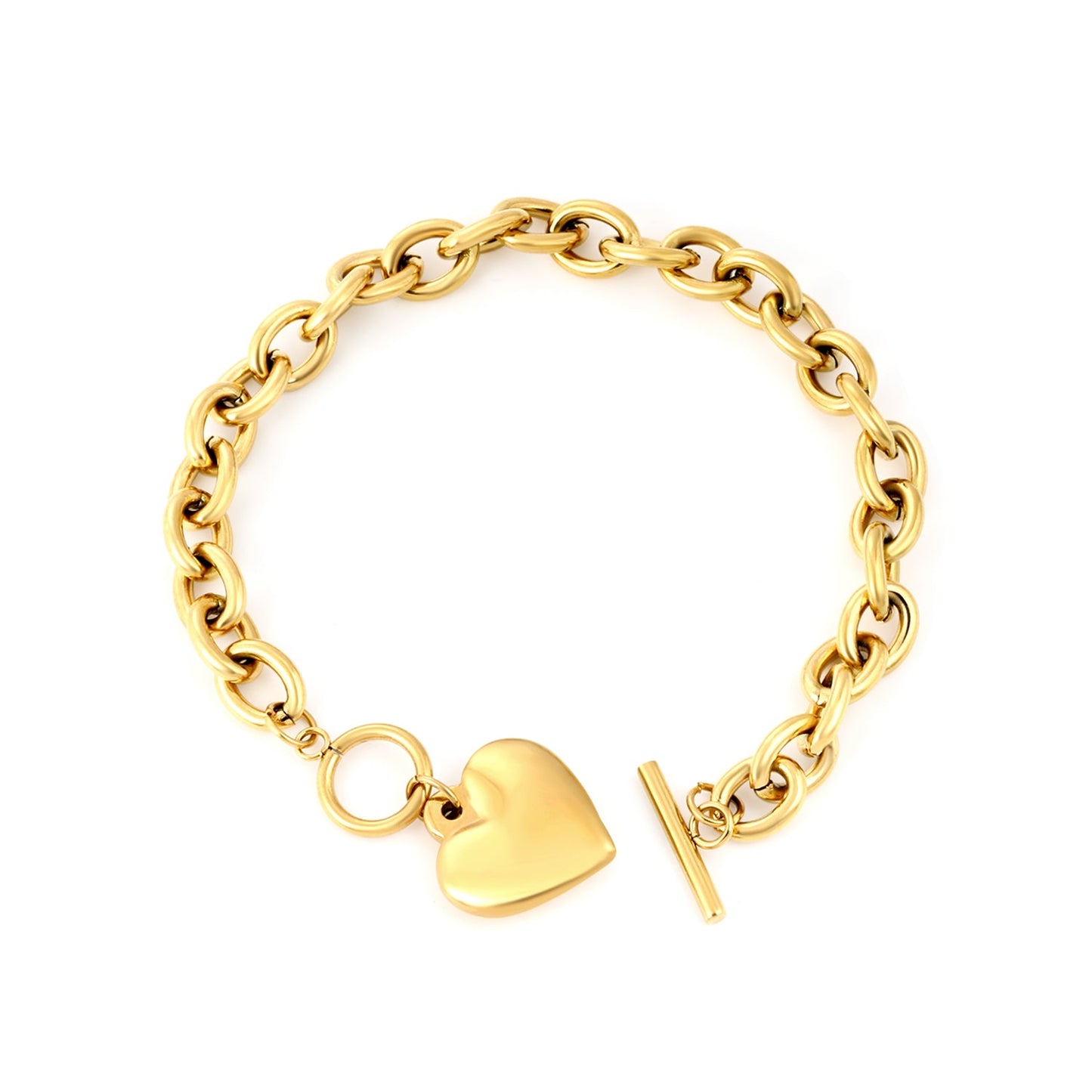Heart Oversized Chain Bracelet Gold asonjewelry